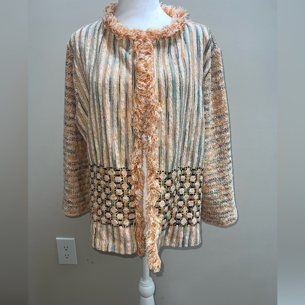 Chico’s Jacket Cardigan Unique Design Size 3